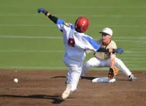 Two Men Playing Baseball on a Field