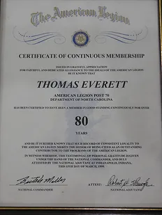 Thomas Russell Everett’s certificate of continuous membership