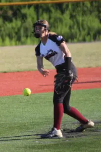 A Woman in Baseball Gear Throwing a Ball